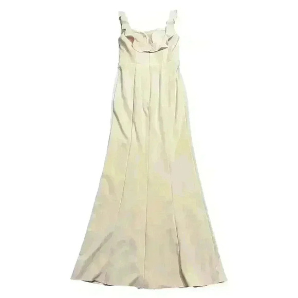 Azazie Pale Pink Bridesmaid Dress Size A6 Ruffle Scoop Neck Side Slit Flattering - Picture 2 of 9